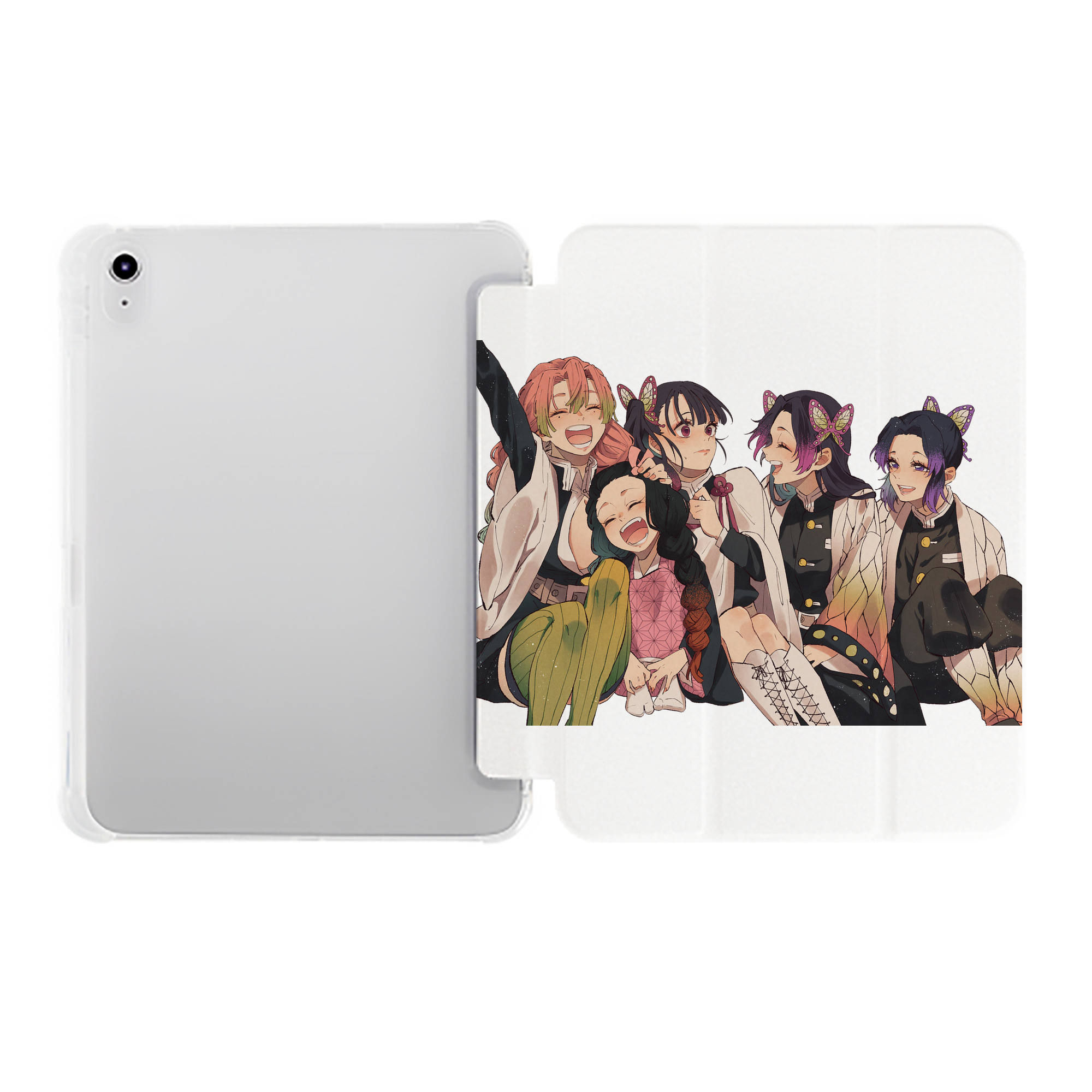 （画像用） 鬼滅の刃（きめつのやいば）蟲柱-胡蝶 しのぶ／こちょう しのぶ Kochou Shinobu IPad ケース ペン収納付き 三つ折りスタンド PUレザー×シリコン 対応機種9.5/10.5/10.9インチ